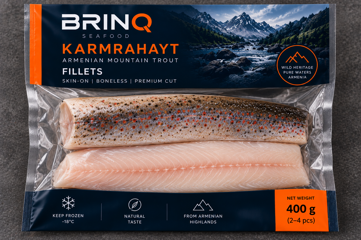 BRINQ Skin-On Fillets Trout Skin-Pack Tray