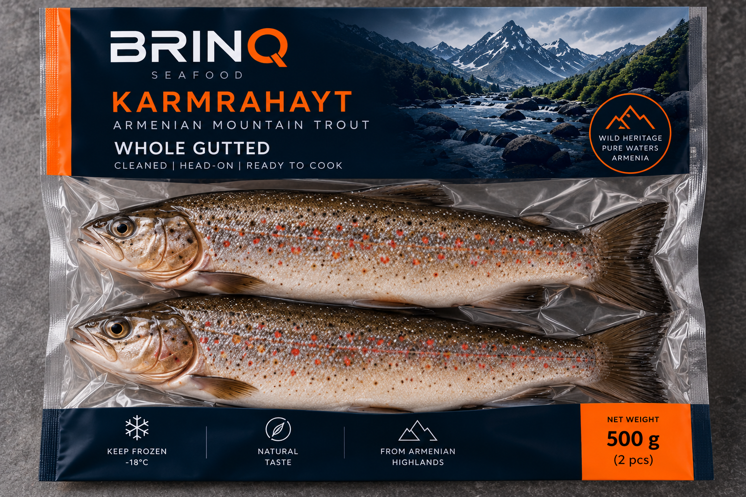 BRINQ Whole Gutted Trout Skin-Pack Tray